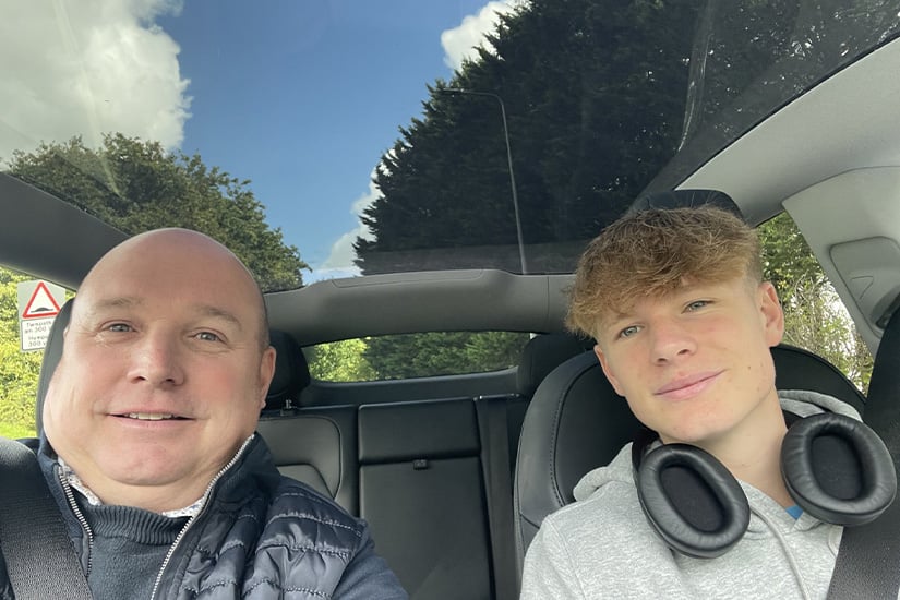 Behind the wheel
